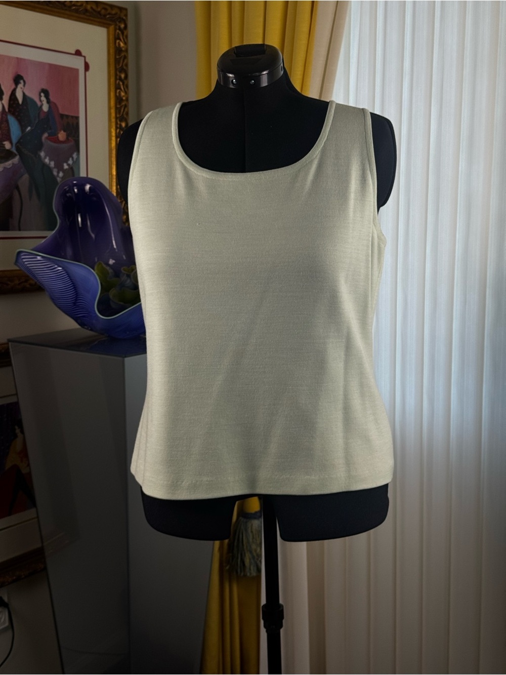 St. John Cream Knit Scoop Neck Tank